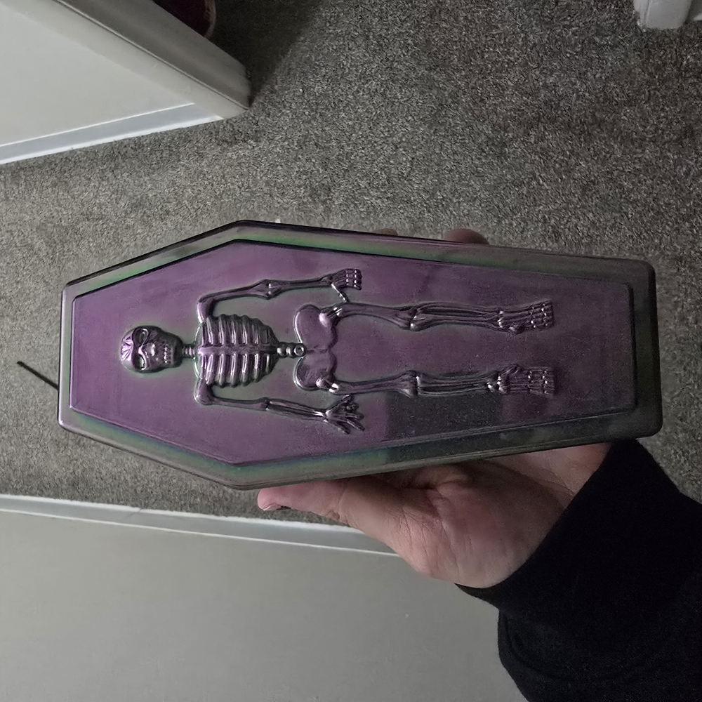 Purple Coffin-Shaped Skeleton Box